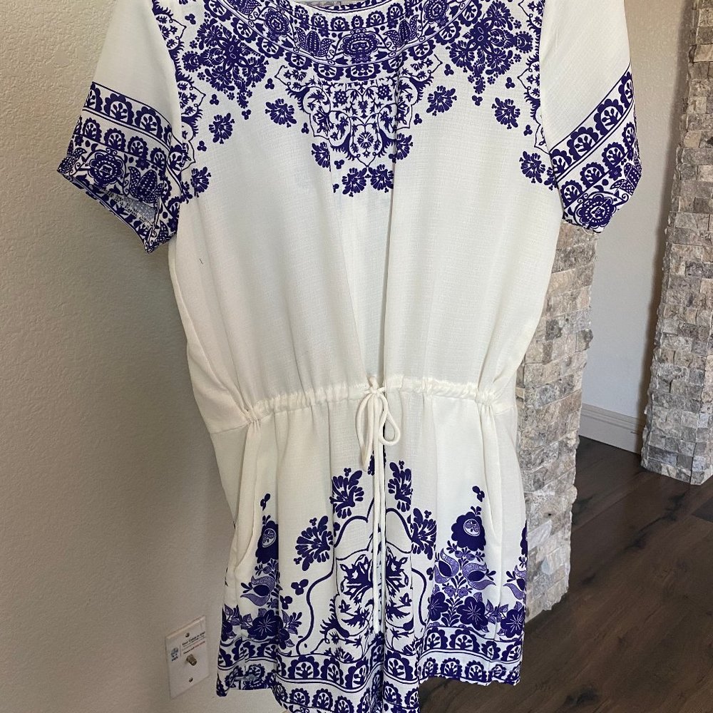 White and blue romper
